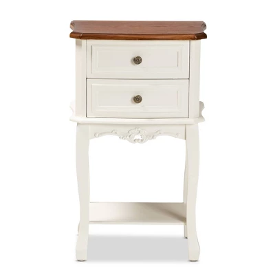 2 Drawer Darla Wood Nightstand White/Cherry Brown - Baxton Studio 2 2 Drawer Darla Wood Nightstand White/Cherry Brown - Baxton Studio - Image 2
