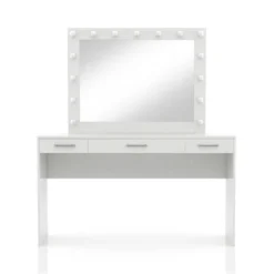 2pc Grayde 3 Drawer Vanity Table And Mirror Set With Bulbs And USB Ports Luminous White - MiBasics 12 2pc Grayde 3 Drawer Vanity Table And Mirror Set With Bulbs And USB Ports Luminous White - MiBasics -Furniture Haven Shop GUEST 149aa2bc e8f1 43b6 ac94 4cbcdb88304f