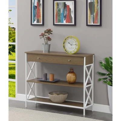 Tucson 1 Drawer Console Table With Shelves Driftwood/White - Breighton Home 1 Tucson 1 Drawer Console Table With Shelves Driftwood/White - Breighton Home