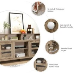 Costway 58'' TV Stand Entertainment Console Center W/ 2 Cabinets Up To 65'' GreyBlackWalnut -Furniture Haven Shop GUEST 159ab1da 586b 45c8 a059 0bb13b6ee086