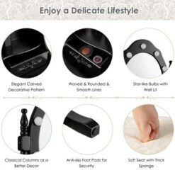 Vanity Table Set Detachable Makeup Table Dressing Desk With Mirror & Cushioned Stool Brown/White/Black 8 Vanity Table Set Detachable Makeup Table Dressing Desk With Mirror & Cushioned Stool Brown/White/Black -Furniture Haven Shop GUEST 15e19938 4465 4d2d 959c aa592e0fe219