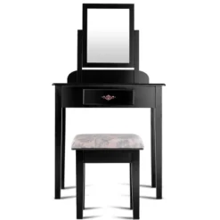 Costway Makeup Desk Vanity Dressing Table Square Stool 1 Large Black -Furniture Haven Shop GUEST 16990217 8f45 4e8a 9795 b7b1076a631c