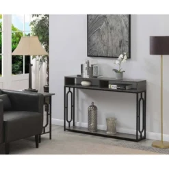 Omega Deluxe 2 Tier Console Table Weathered Gray/Black - Breighton Home