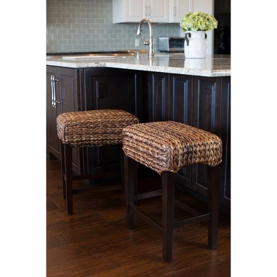 BirdRock Home Seagrass Backless Counter Stool - Espresso 4 BirdRock Home Seagrass Backless Counter Stool - Espresso - Image 4
