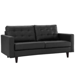 Empress Bonded Leather Loveseat Black - Modway