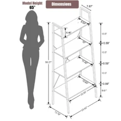 LuxenHome 4-Shelf 58.3" X 23.62" W Wood And Metal Ladder Bookcase. 20 LuxenHome 4-Shelf 58.3" X 23.62" W Wood And Metal Ladder Bookcase. -Furniture Haven Shop GUEST 1943c77b fc36 46cf ac86 514b3170a380