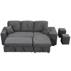 95" Pull Out Sleeper Sofa, Reversible L-Shape Sectional Couch With Storage Chaise And 2 Stools-ModernLuxe -Furniture Haven Shop GUEST 19475514 199f 4253 a099 74c5cddc0c85