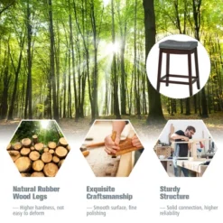 Costway Set Of 2 Nailhead Saddle Bar Stools 24'' Counter Stools Brown/White With Grey Cushion 15 Costway Set Of 2 Nailhead Saddle Bar Stools 24'' Counter Stools Brown/White With Grey Cushion -Furniture Haven Shop GUEST 19c2b9fc 556d 46d6 8555 a59013297bd4