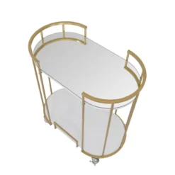 Pavillion 2 Tier Oval Bar Serving Cart Shelves With Glass Mirror Gold - Studio Designs -Furniture Haven Shop GUEST 1a62d592 8fc5 433b b732 b431192f806b