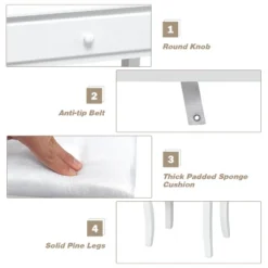 Tangkula Make-Up Vanity Table Dresser Set W/LED Light & Padded Stool -Furniture Haven Shop GUEST 1a7849a1 c35a 412e b1e3 ee07bd61b717