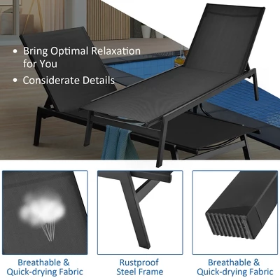 Costway 2 PCS Patio Lounge Chair Chaise Recliner Back Adjustable Garden BrownBlack 7 Costway 2 PCS Patio Lounge Chair Chaise Recliner Back Adjustable Garden BrownBlack - Image 7