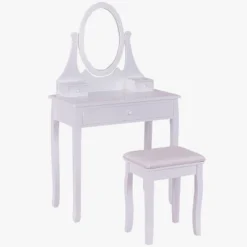 Tangkula Mirrored Dressing Table Wooden Vanity Makeup Unit W/ Cushioned Stool 15 Tangkula Mirrored Dressing Table Wooden Vanity Makeup Unit W/ Cushioned Stool -Furniture Haven Shop GUEST 1ab1fee2 debb 4c2a 8c66 8921b4531ba2
