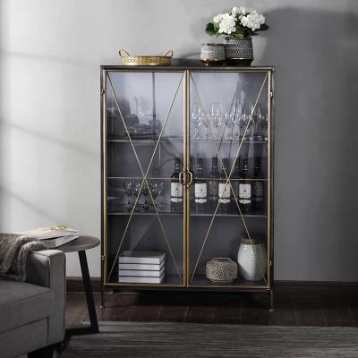 Richard Carter Display Metal Cabinet Gun Metal Antique Gold - StyleCraft 5 Richard Carter Display Metal Cabinet Gun Metal Antique Gold - StyleCraft - Image 5
