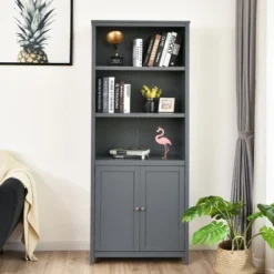 Costway Bookcase Shelving Storage Wooden Cabinet Unit Standing Bookcase W/Doors Gray 15 Costway Bookcase Shelving Storage Wooden Cabinet Unit Standing Bookcase W/Doors Gray -Furniture Haven Shop GUEST 1c45f3de c84d 4b48 81d5 e704f7102b8c