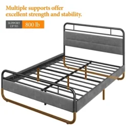 Yaheetech Metal Platform Bed Frame With Velvet Upholstered Headboard 13 Yaheetech Metal Platform Bed Frame With Velvet Upholstered Headboard -Furniture Haven Shop GUEST 1c52b157 889b 44ce be68 c887436a7595