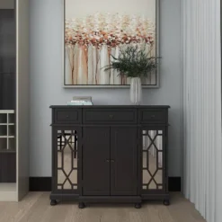 Glam Mirror And Wood Storage Cabinet Black - Olivia & May 30 Glam Mirror And Wood Storage Cabinet Black - Olivia & May -Furniture Haven Shop GUEST 1c591e95 21ad 4633 9e5d 3268eca50f45