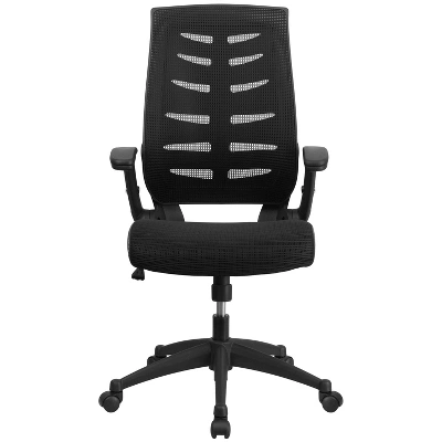 Emma And Oliver High Back Black Mesh Swivel Ergonomic Office Chair With Adjustable Flip-Up Arms 8 Emma And Oliver High Back Black Mesh Swivel Ergonomic Office Chair With Adjustable Flip-Up Arms - Image 8