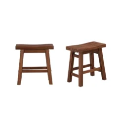 Set Of 2 18" Sonoma Saddle Stools Wire Brushed Finish Chestnut - Boraam