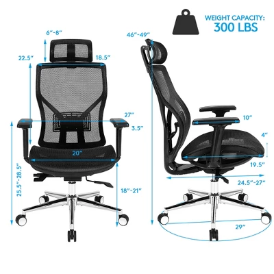 Costway Ergonomic Office Chair High-Back Mesh Chair W/Adjustable Lumbar Support 4 Costway Ergonomic Office Chair High-Back Mesh Chair W/Adjustable Lumbar Support - Image 4
