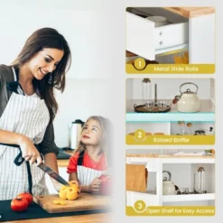 Costway Kitchen Island Trolley Cart On Wheels With Storage Open Shelves & Drawer White/Brown 14 Costway Kitchen Island Trolley Cart On Wheels With Storage Open Shelves & Drawer White/Brown -Furniture Haven Shop GUEST 1ed061f9 f6b6 40f5 9a31 3b22c82f99d5