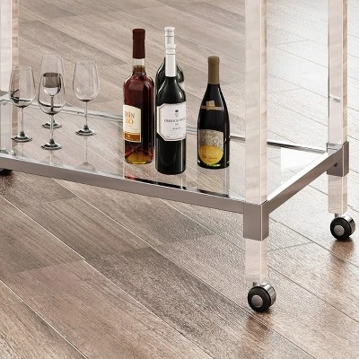 Mirren Modern Glass Bar Trolley Clear - Christopher Knight Home 4 Mirren Modern Glass Bar Trolley Clear - Christopher Knight Home - Image 4