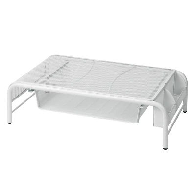 Mind Reader Mesh Monitor Stand With Drawer White 4 Mind Reader Mesh Monitor Stand With Drawer White - Image 4