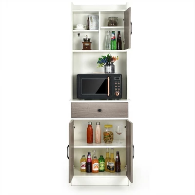 Costway 3-Door 71'' Kitchen Buffet Pantry Storage Cabinet W/Hutch Adjustable Shelf White 9 Costway 3-Door 71'' Kitchen Buffet Pantry Storage Cabinet W/Hutch Adjustable Shelf White - Image 9