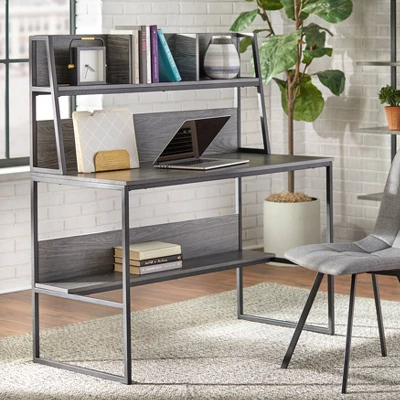 Vermillion Desk With Hutch Black/Gray - Buylateral 1 Vermillion Desk With Hutch Black/Gray - Buylateral
