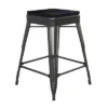 Emma And Oliver Set Of Four Backless Metal Stools With All-Weather Poly Resin Seats For Indoor Use Only