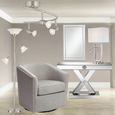 Studio 55D Modern Mirrored Rectangular Console Table 46 1/2" X 13" Silver Glass Mosaic X-Frame For Living Room Home House Entryway 8 Studio 55D Modern Mirrored Rectangular Console Table 46 1/2" X 13" Silver Glass Mosaic X-Frame For Living Room Home House Entryway - Image 8