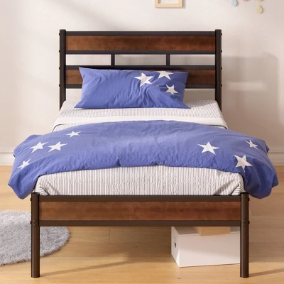 Roman Bamboo And Metal Platform Bed Frame Brown - Zinus 3 Roman Bamboo And Metal Platform Bed Frame Brown - Zinus - Image 3