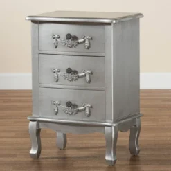 Callen Brushed Wood 3 Drawer Nightstand Silver - Baxton Studio 16 Callen Brushed Wood 3 Drawer Nightstand Silver - Baxton Studio -Furniture Haven Shop GUEST 22c80072 56f6 4c56 a076 120ce3ae7da6