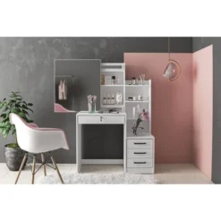 Hannah Vanity With Mirror White - Polifurniture -Furniture Haven Shop GUEST 22f3ee0e b3d3 40e0 91f7 bb7ebea5aaaf
