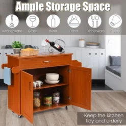 Costway Rolling Kitchen Island Cart Storage Cabinet W/ Towel & Spice Rack WhiteBlackCherryGray -Furniture Haven Shop GUEST 237d7b66 6013 4617 b66e 4d6d9c867359