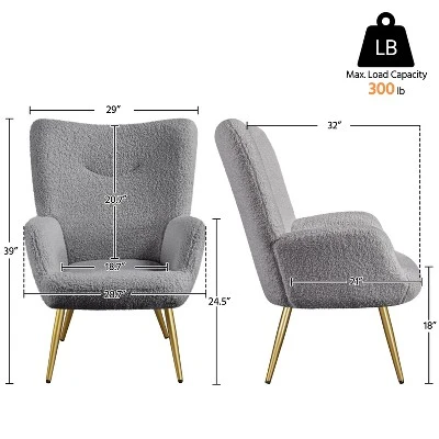Yaheetech Modern Boucle Fabric Accent Chair For Living Room Bedroom 2 Yaheetech Modern Boucle Fabric Accent Chair For Living Room Bedroom - Image 2