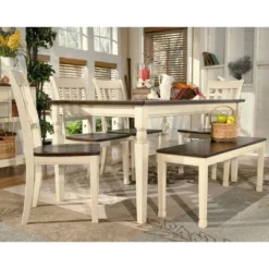 Whitesburg Rectangular Dining Room Table Wood/Brown/Cottage White - Signature Design By Ashley -Furniture Haven Shop GUEST 24d233f5 d879 4fef a597 8ba68fdfed6c