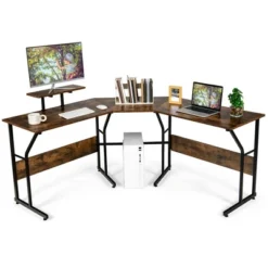 Costway 88.5'' L Shaped Reversible Computer Desk 2 Person Long Table Monitor Stand 21 Costway 88.5'' L Shaped Reversible Computer Desk 2 Person Long Table Monitor Stand -Furniture Haven Shop GUEST 24dd61f8 4dfd 429b aba3 dbb7a365e9f2