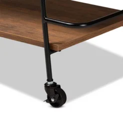 Small Bernard Rustic Industrial Metal And Wood 3 Tier Mobile Wine Bar Cart Black/Walnut - Baxton Studio 16 Small Bernard Rustic Industrial Metal And Wood 3 Tier Mobile Wine Bar Cart Black/Walnut - Baxton Studio -Furniture Haven Shop GUEST 255e5a85 770c 457a b152 50b1f2961245