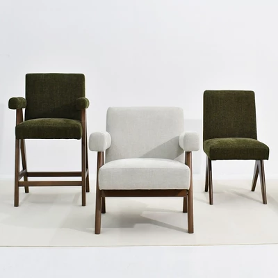 Set Of 2 Morgan Upholstered 19.7" Wider Seat And Armrest With Upside Down "V" Shape Design Rubberwood Legs Accent Chair-The Pop Maison 5 Set Of 2 Morgan Upholstered 19.7" Wider Seat And Armrest With Upside Down "V" Shape Design Rubberwood Legs Accent Chair-The Pop Maison - Image 5