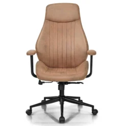 Costway High Back Office Chair Reclining Task Chair Suede Fabric BrownRed -Furniture Haven Shop GUEST 260770b3 b40d 4d8b 898d 019fd676eae8