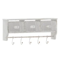 Emma And Oliver Rustic Country Wall Mounted Shelf With 5 Adjustable Sliding Hooks And Three Wire Storage Baskets 25 Emma And Oliver Rustic Country Wall Mounted Shelf With 5 Adjustable Sliding Hooks And Three Wire Storage Baskets -Furniture Haven Shop GUEST 263323ad 84df 45ee ada0 5d1f94161ab5
