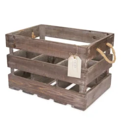 Twine 4281 Farm House Decor, Wood Wine Holder Rustic Farmhouse Wooden 6 Bottle Crate, Dark Wood, Brown Finish -Furniture Haven Shop GUEST 2663950f d3aa 4afa 9585 dbd89018ba22