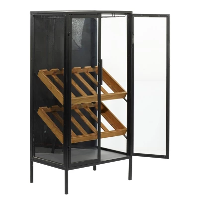 Contemporary Wood Standing Wine Rack Black - Olivia & May 5 Contemporary Wood Standing Wine Rack Black - Olivia & May - Image 5