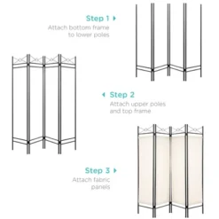 Best Choice Products 6ft 4-Panel Folding Privacy Screen Room Divider Decoration Accent W/ Steel Frame 12 Best Choice Products 6ft 4-Panel Folding Privacy Screen Room Divider Decoration Accent W/ Steel Frame -Furniture Haven Shop GUEST 26b075a4 1174 4a6e 9159 f40aa7faf8ce