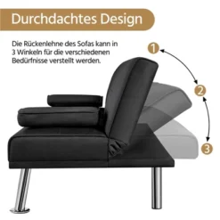 Yaheetech Convertible Futon Sofa Bed Tufted Fabric Futon With Cupholders And Pillows -Furniture Haven Shop GUEST 26c68fc7 fb13 4eca 96ce c6582e23c7d9