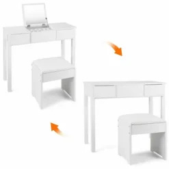 Costway White Vanity Dressing Table Furniture Stool Storage Box -Furniture Haven Shop GUEST 279c05ba 282d 474e a732 7504a2093a86