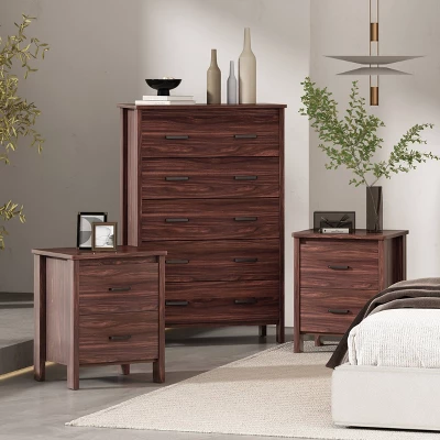 3pc Olimont Contemporary Dresser And Nightstand Set Walnut - Christopher Knight Home 5 3pc Olimont Contemporary Dresser And Nightstand Set Walnut - Christopher Knight Home - Image 5