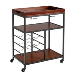 Costway 3 Tier Kitchen Trolley Utility Cart W/Wine Rack & Glass Holder -Furniture Haven Shop GUEST 281fee53 3cc8 4b76 8572 0a838a9660aa
