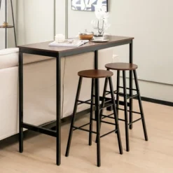Costway 3 Piece Bar Table Set Pub Table And 2 Stools Counter Kitchen Dining Set -Furniture Haven Shop GUEST 289024aa 8fd1 431b 8fa3 5e35ca5f65e4