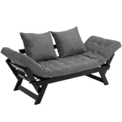 HOMCOM Single Person 3 Position Convertible Chaise Lounger Sofa Bed With 2 Large Pillows And Oak Frame 15 HOMCOM Single Person 3 Position Convertible Chaise Lounger Sofa Bed With 2 Large Pillows And Oak Frame -Furniture Haven Shop GUEST 28ad0994 ced0 4988 a3bb e264d0b6b204